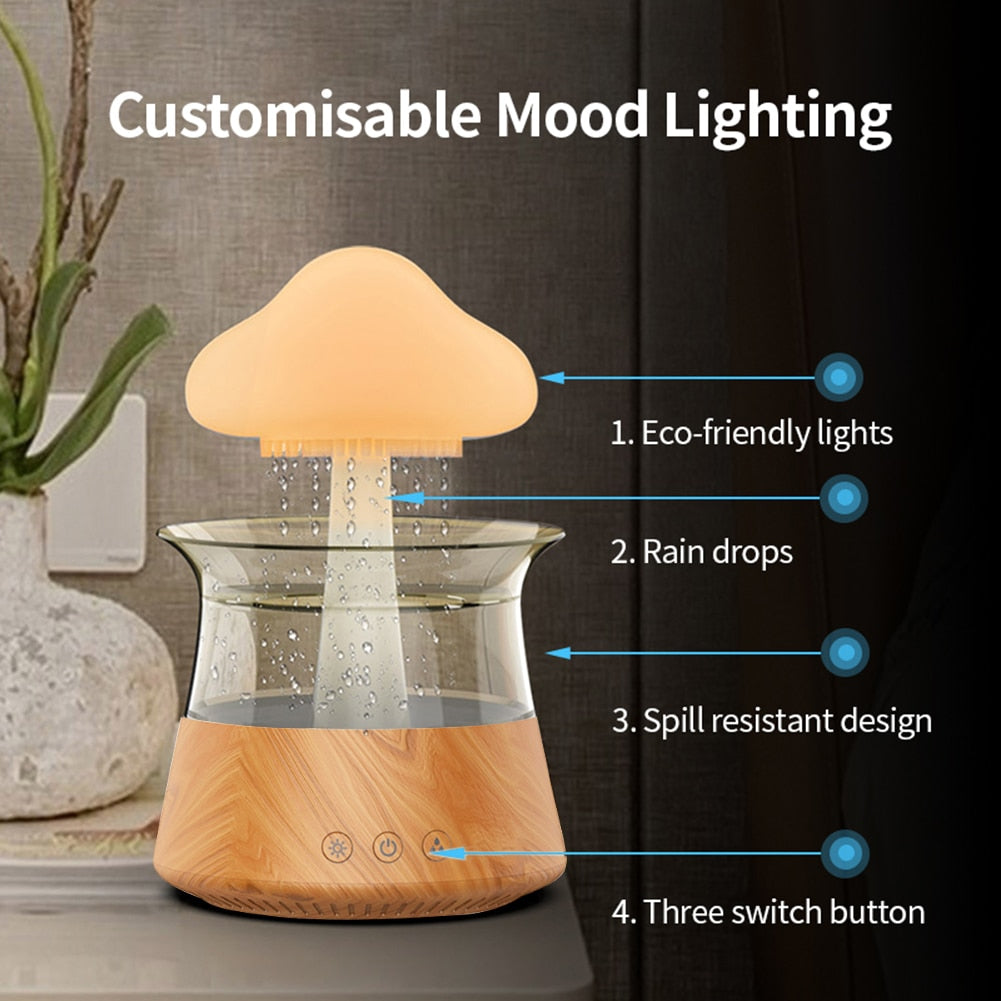 ShroomCloud 2.0 Air Humidifier - Rain & Cloud Aromatherapy Lamp + Essential Oil Diffuser